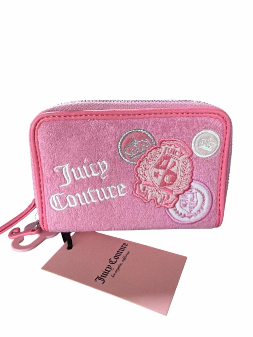 NWT Juicy Couture Girl Rule Medium Double Zip Around Wallet, Cherry Blossom Pink